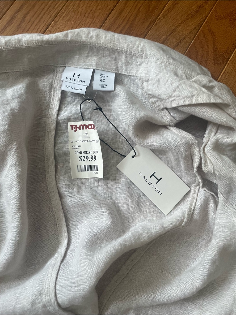 Halston Heritage White Linen Single-Button Blazer - Picture 3 of 7